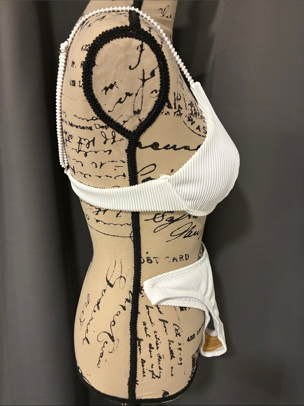 White Ribbed Two-Piece Bikini Set - Picture 4 of 12